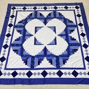 Handmade Tulip Log Cabin Patchwork Cotton Quilt Top/Topper Machine pieced 86x86”